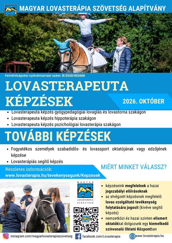 Lovasterapeuta képzések 2026